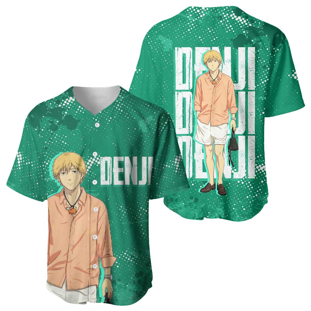 Denji Chainsaw Man Baseball Jersey Urban Grunge Halftone Style