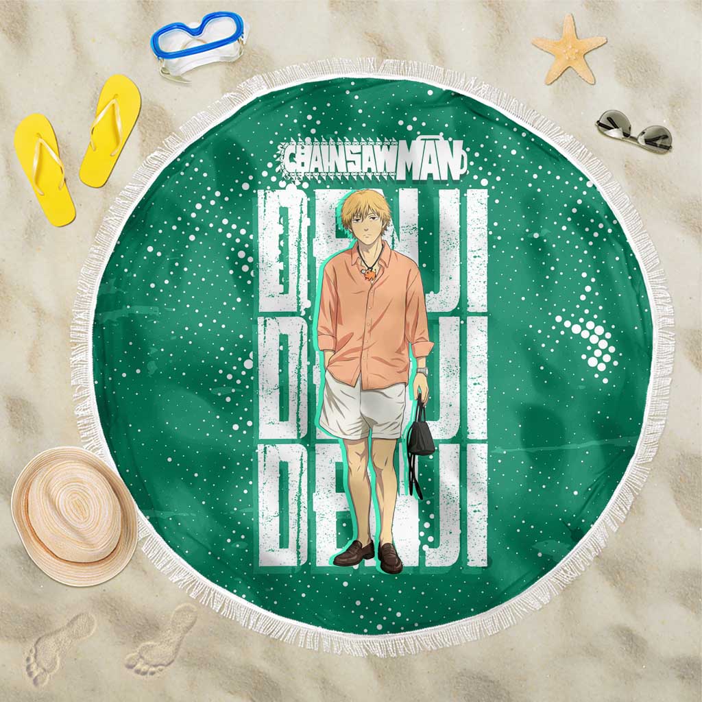 Denji Chainsaw Man Beach Blanket Urban Grunge Halftone Style