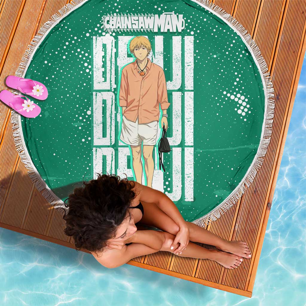 Denji Chainsaw Man Beach Blanket Urban Grunge Halftone Style