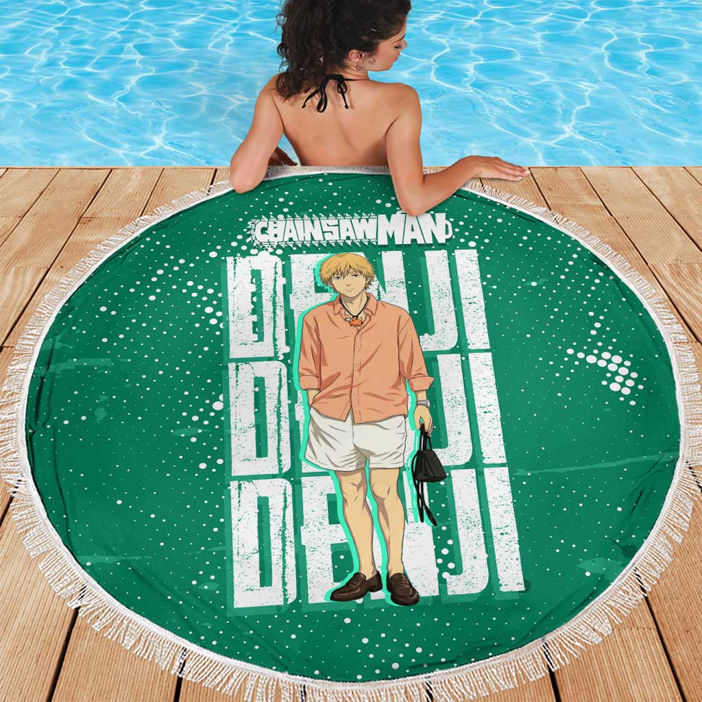 Denji Chainsaw Man Beach Blanket Urban Grunge Halftone Style