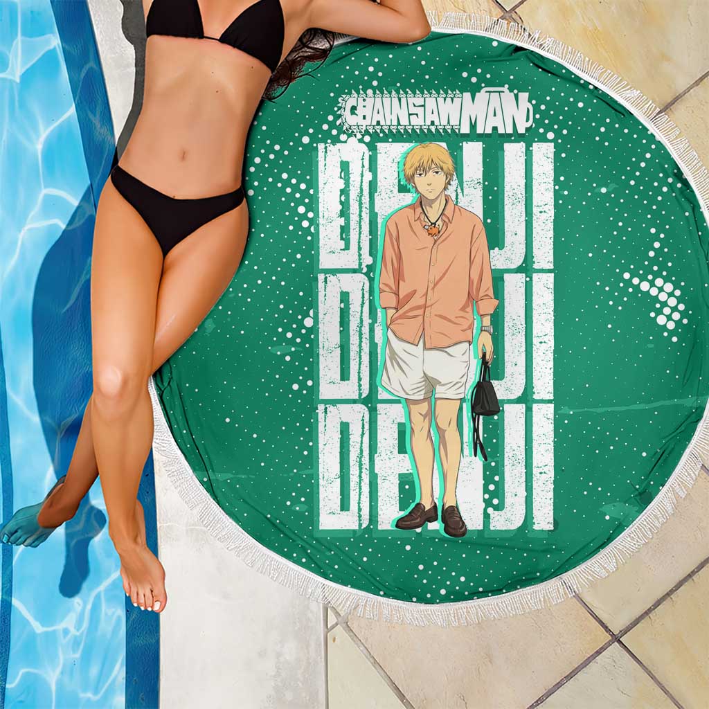 Denji Chainsaw Man Beach Blanket Urban Grunge Halftone Style