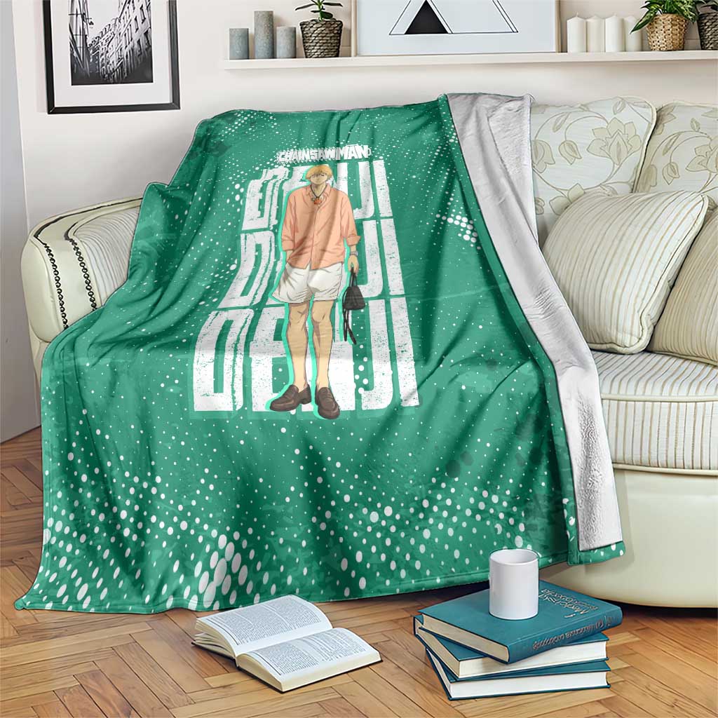 Denji Chainsaw Man Blanket Urban Grunge Halftone Style