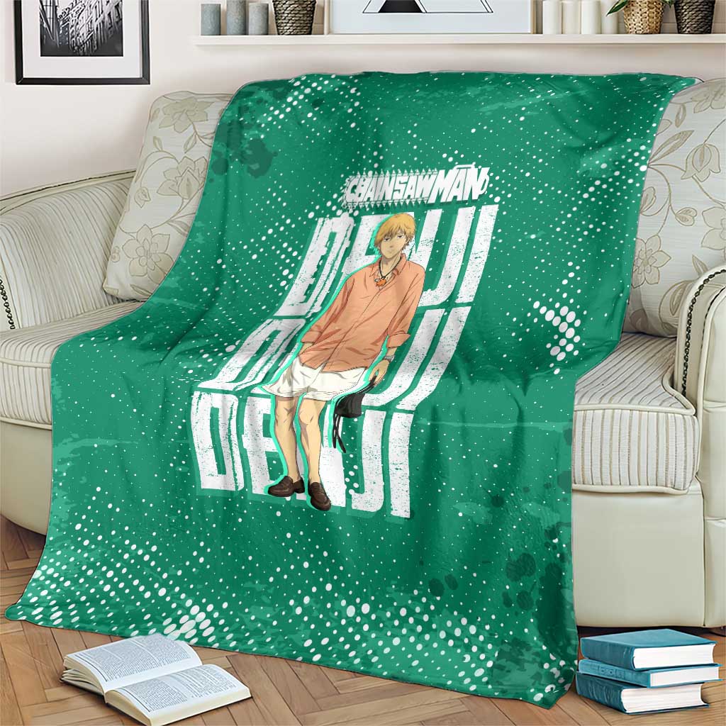 Denji Chainsaw Man Blanket Urban Grunge Halftone Style