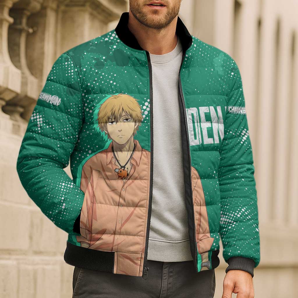 Denji Chainsaw Man Bomber Puffer Jacket Urban Grunge Halftone Style