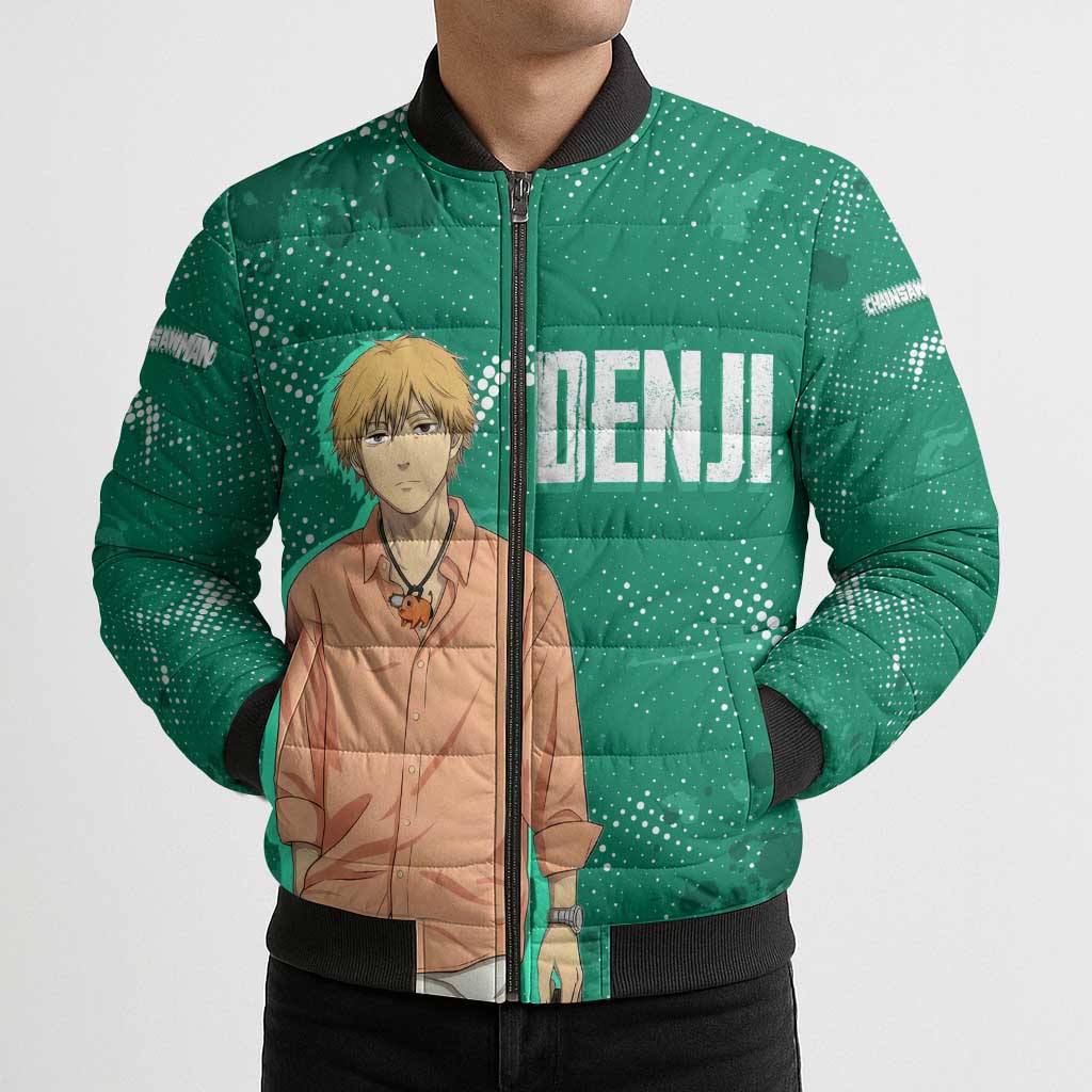 Denji Chainsaw Man Bomber Puffer Jacket Urban Grunge Halftone Style