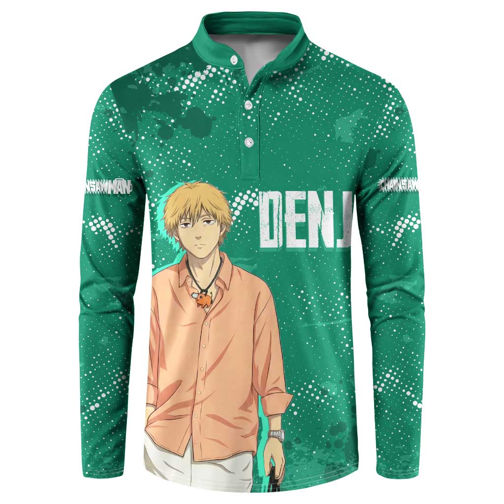 Denji Chainsaw Man Button Sweatshirt Urban Grunge Halftone Style