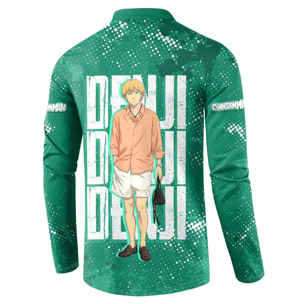 Denji Chainsaw Man Button Sweatshirt Urban Grunge Halftone Style