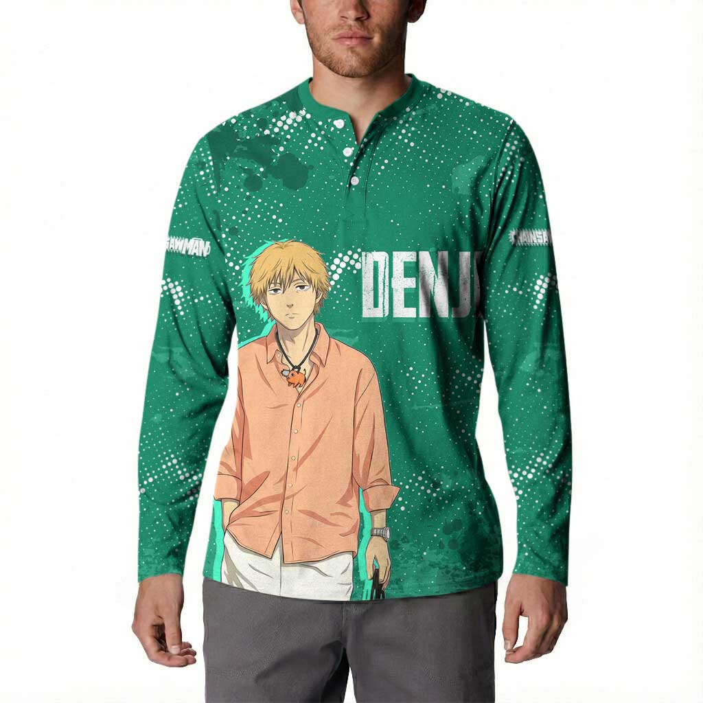 Denji Chainsaw Man Button Sweatshirt Urban Grunge Halftone Style