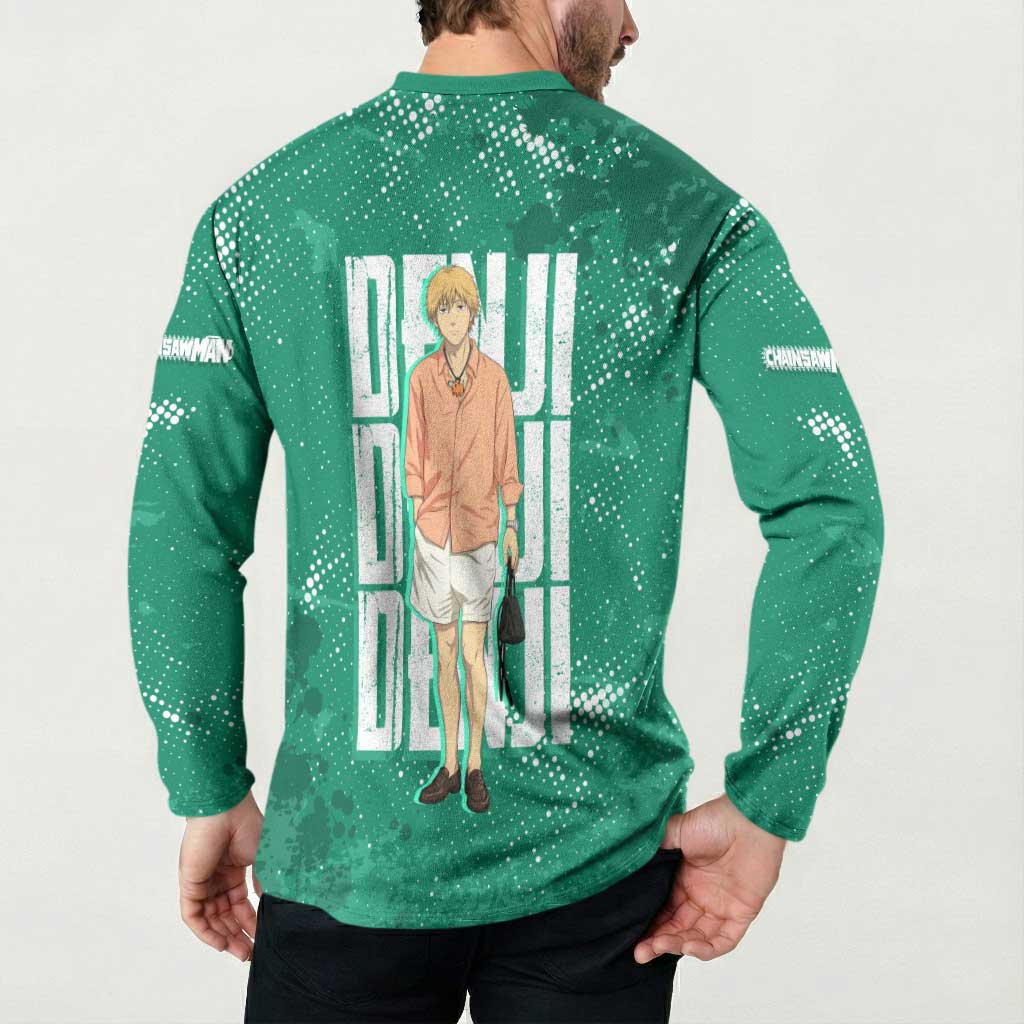 Denji Chainsaw Man Button Sweatshirt Urban Grunge Halftone Style