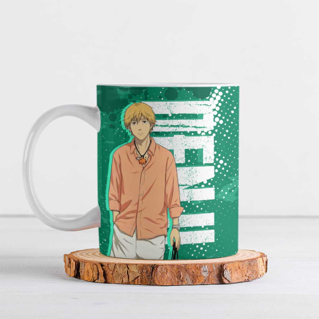 Denji Chainsaw Man Ceramic Mug Urban Grunge Halftone Style