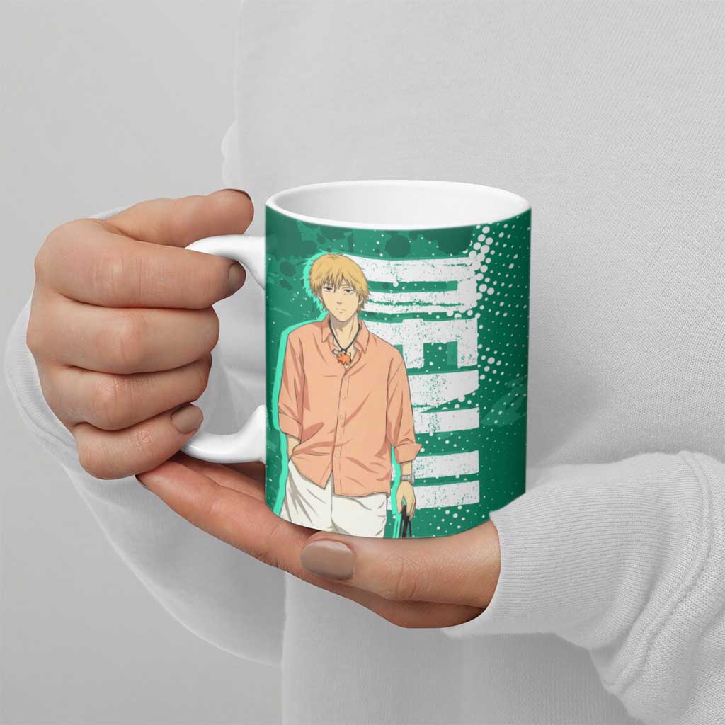 Denji Chainsaw Man Ceramic Mug Urban Grunge Halftone Style