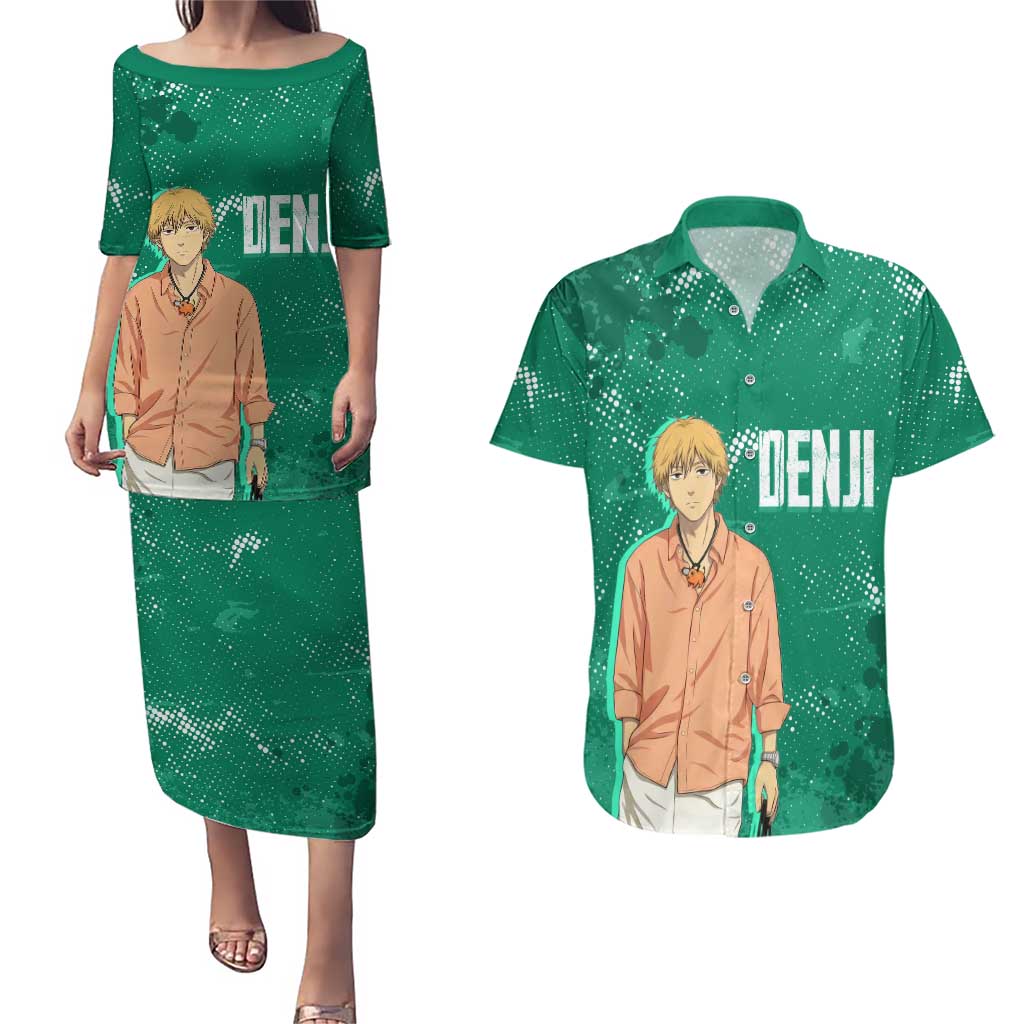 Denji Chainsaw Man Couples Matching Puletasi and Hawaiian Shirt Urban Grunge Halftone Style