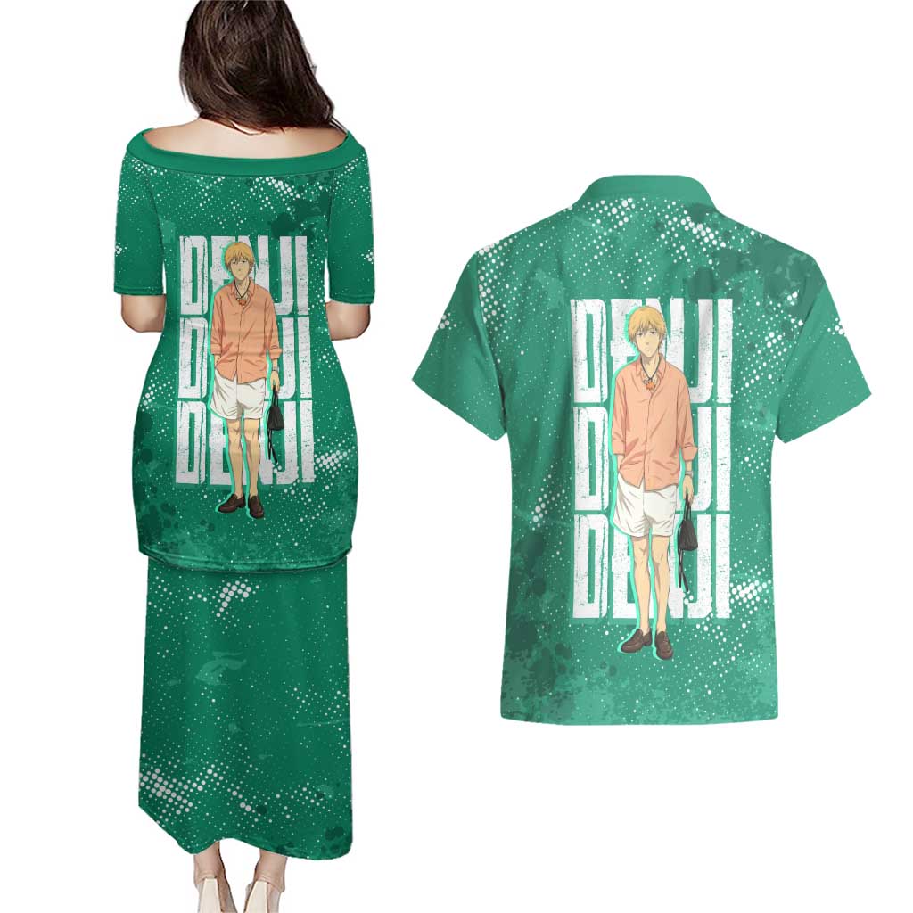 Denji Chainsaw Man Couples Matching Puletasi and Hawaiian Shirt Urban Grunge Halftone Style