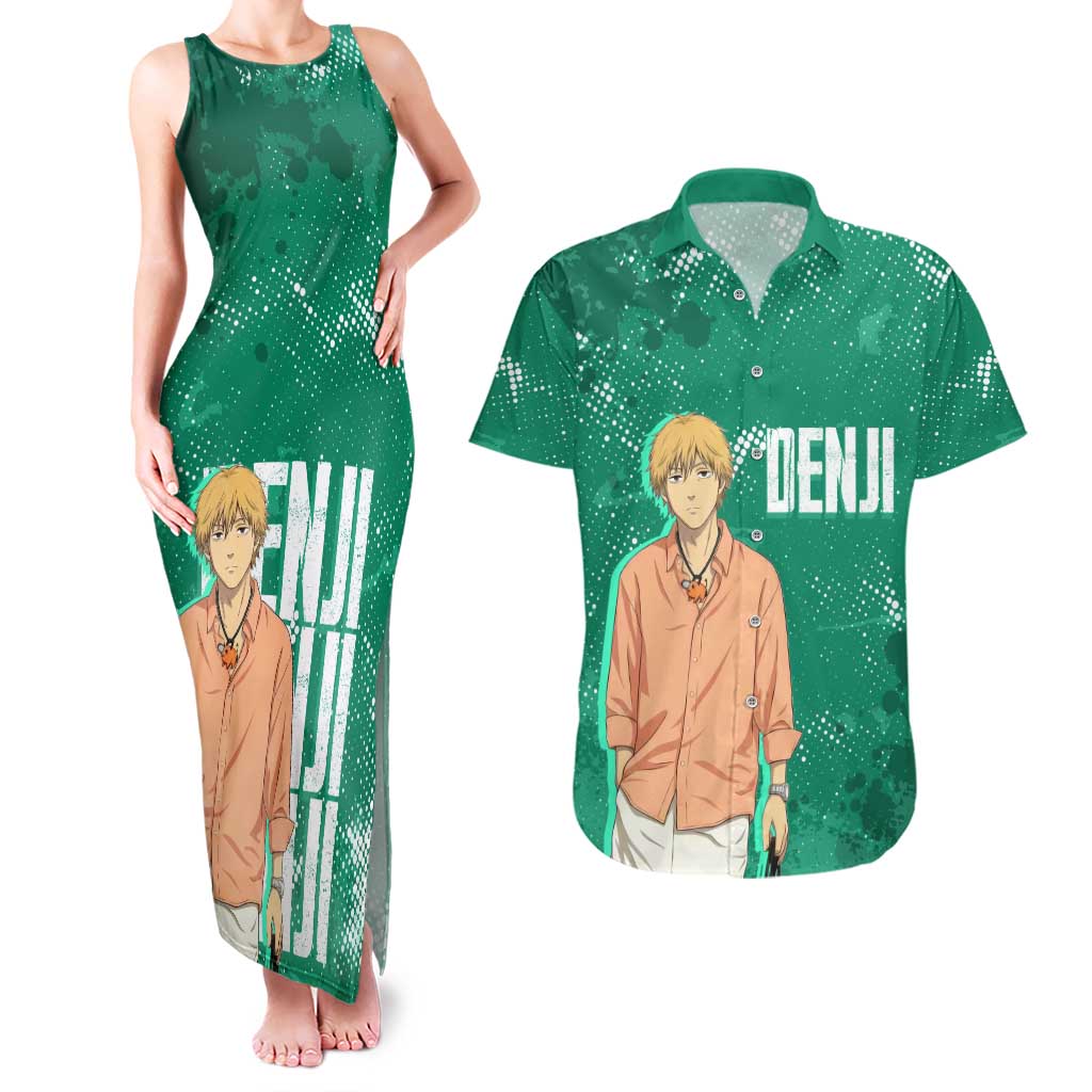 Denji Chainsaw Man Couples Matching Tank Maxi Dress and Hawaiian Shirt Urban Grunge Halftone Style