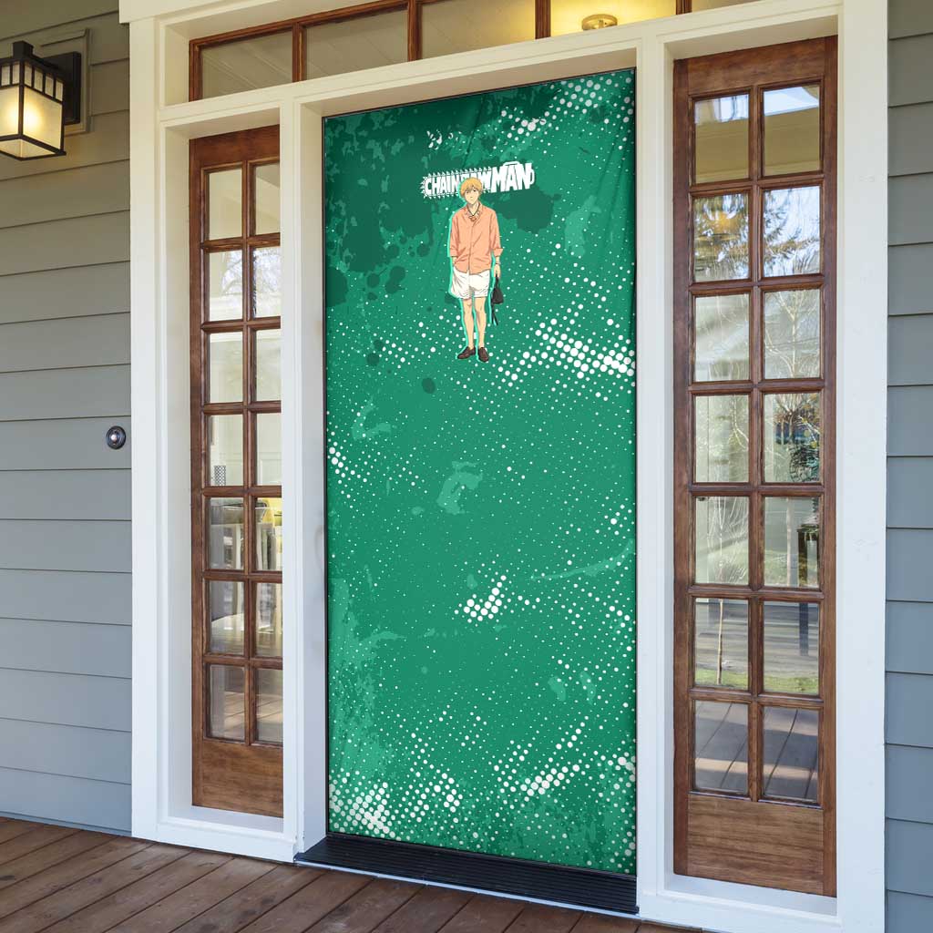 Denji Chainsaw Man Door Cover Urban Grunge Halftone Style