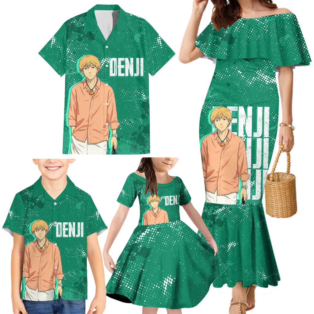 Denji Chainsaw Man Family Matching Mermaid Dress and Hawaiian Shirt Urban Grunge Halftone Style