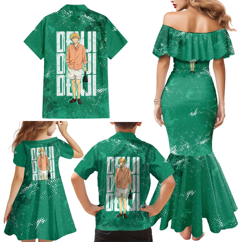 Denji Chainsaw Man Family Matching Mermaid Dress and Hawaiian Shirt Urban Grunge Halftone Style