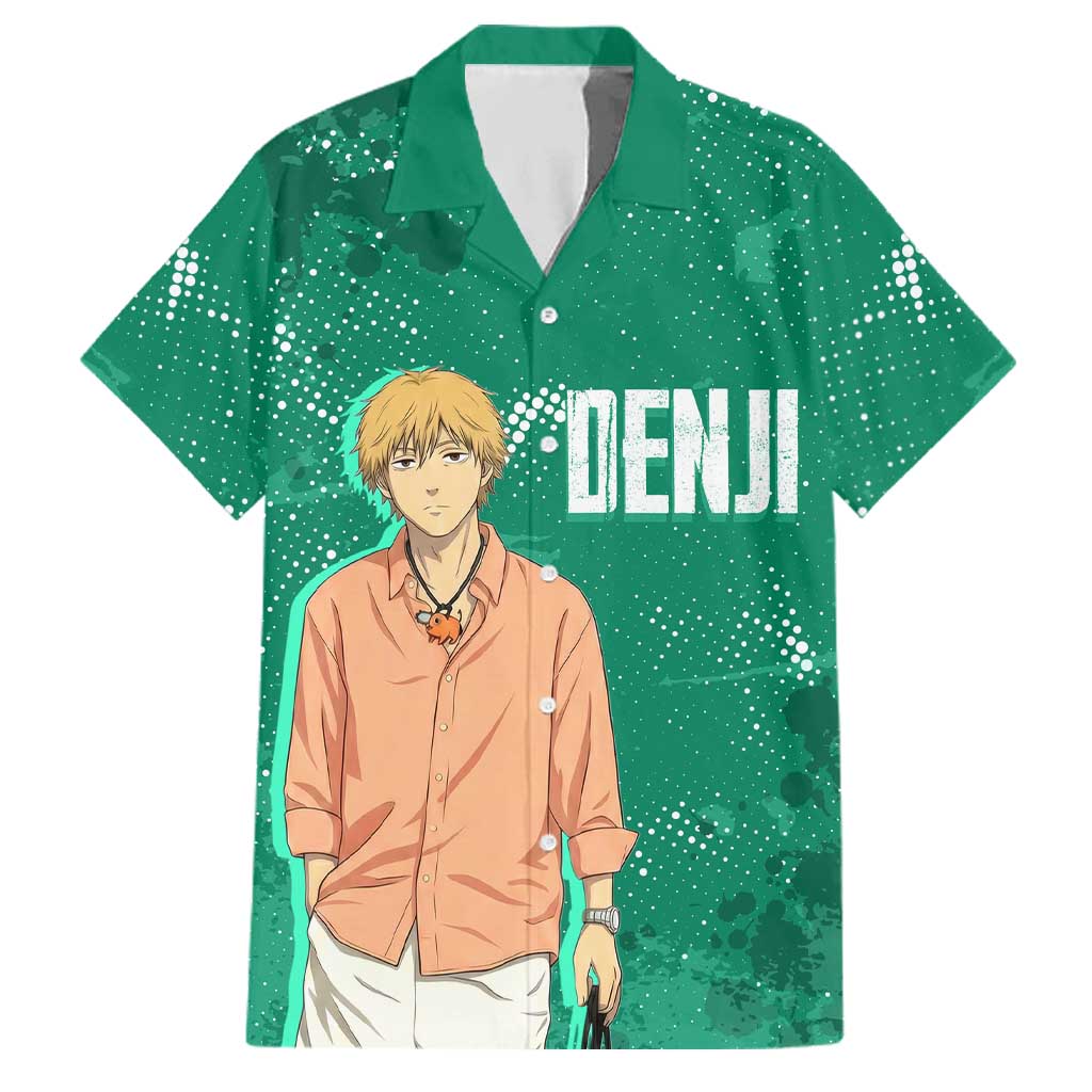 Denji Chainsaw Man Family Matching Off The Shoulder Long Sleeve Dress and Hawaiian Shirt Urban Grunge Halftone Style