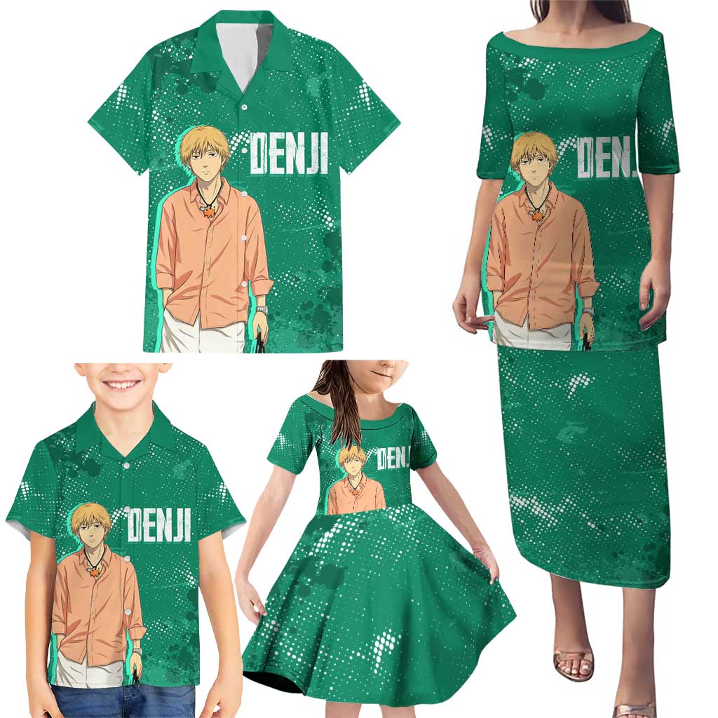 Denji Chainsaw Man Family Matching Puletasi and Hawaiian Shirt Urban Grunge Halftone Style