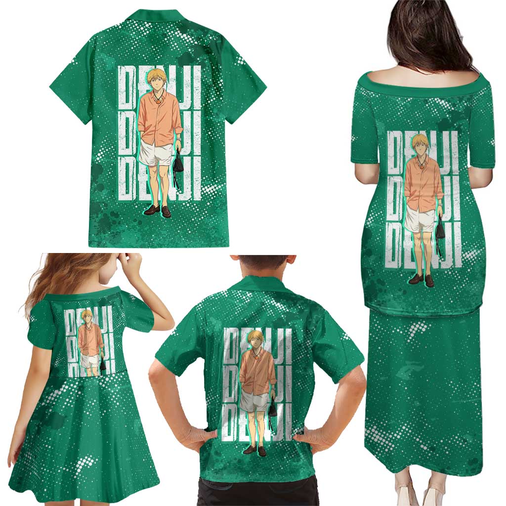 Denji Chainsaw Man Family Matching Puletasi and Hawaiian Shirt Urban Grunge Halftone Style