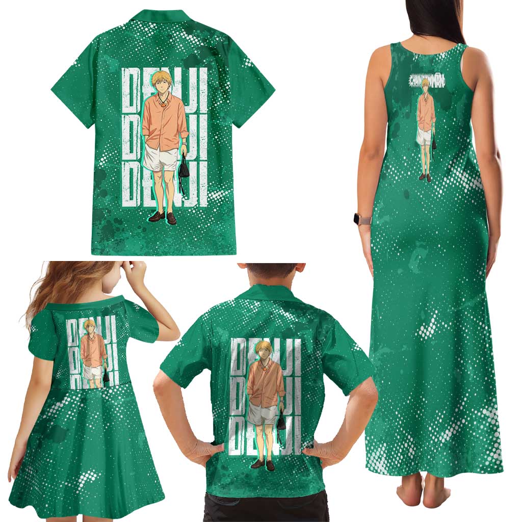 Denji Chainsaw Man Family Matching Tank Maxi Dress and Hawaiian Shirt Urban Grunge Halftone Style