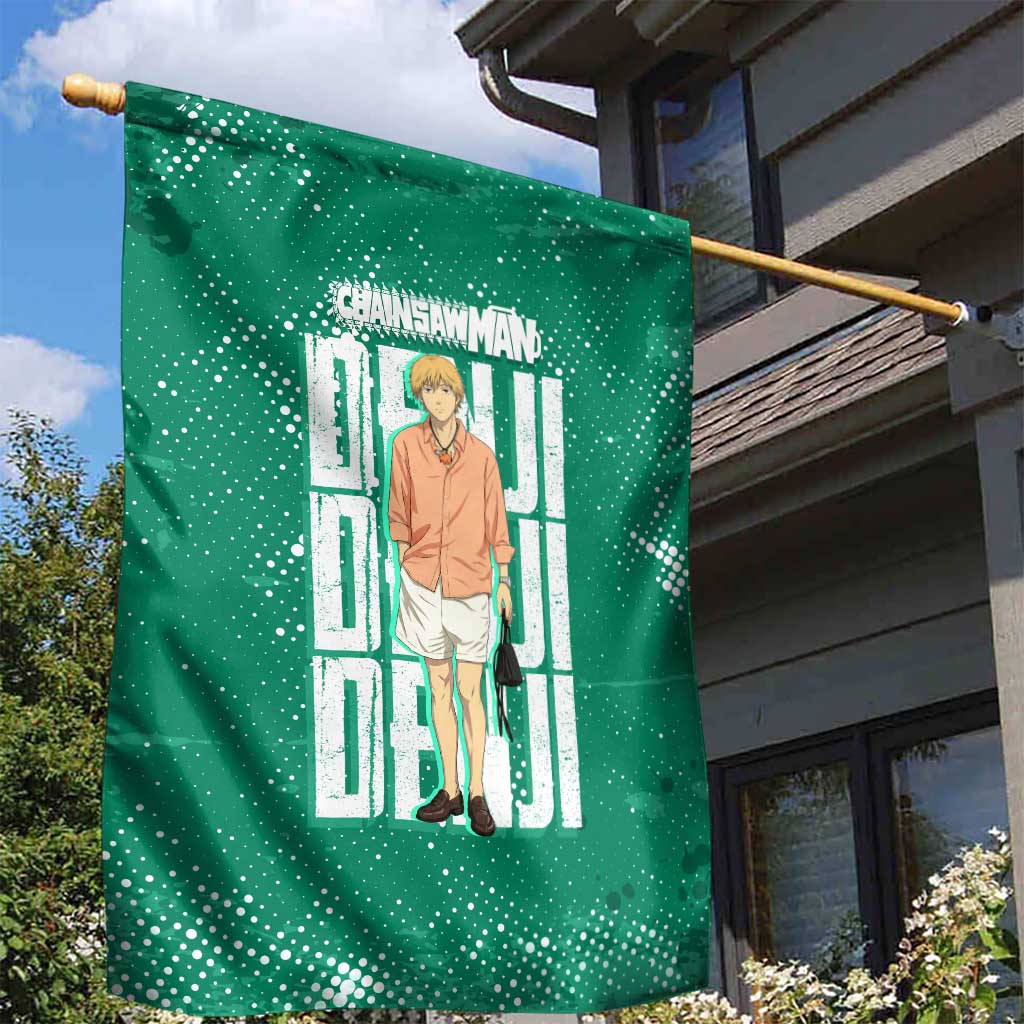 Denji Chainsaw Man Garden Flag Urban Grunge Halftone Style
