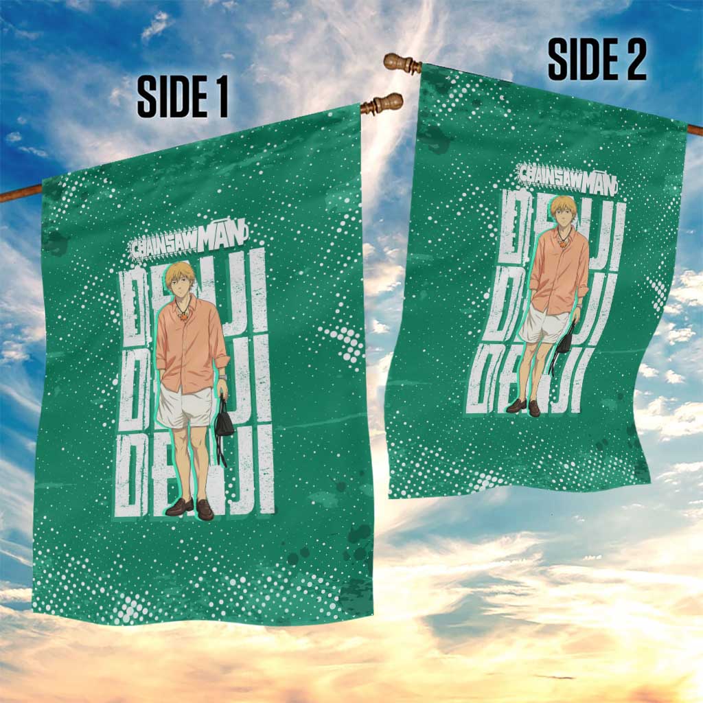 Denji Chainsaw Man Garden Flag Urban Grunge Halftone Style