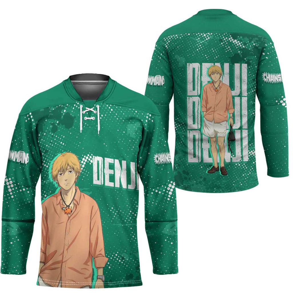 Denji Chainsaw Man Hockey Jersey Urban Grunge Halftone Style