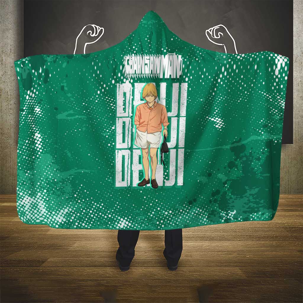 Denji Chainsaw Man Hooded Blanket Urban Grunge Halftone Style