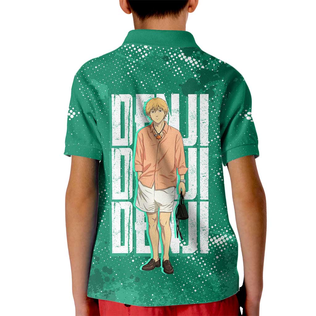 Denji Chainsaw Man Kid Polo Shirt Urban Grunge Halftone Style