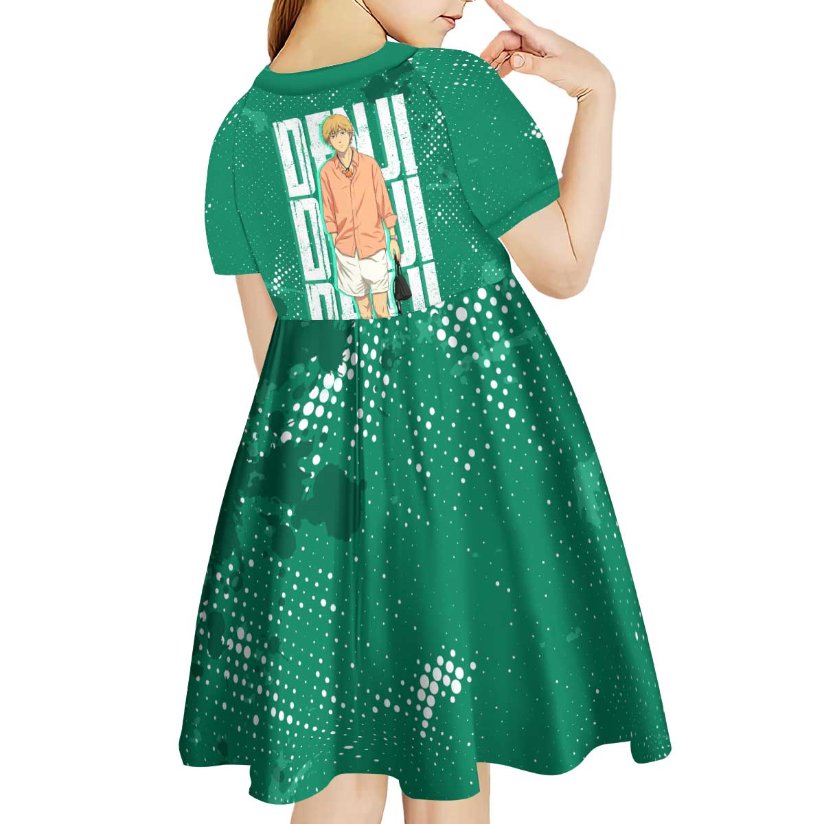 Denji Chainsaw Man Kid Short Sleeve Dress Urban Grunge Halftone Style