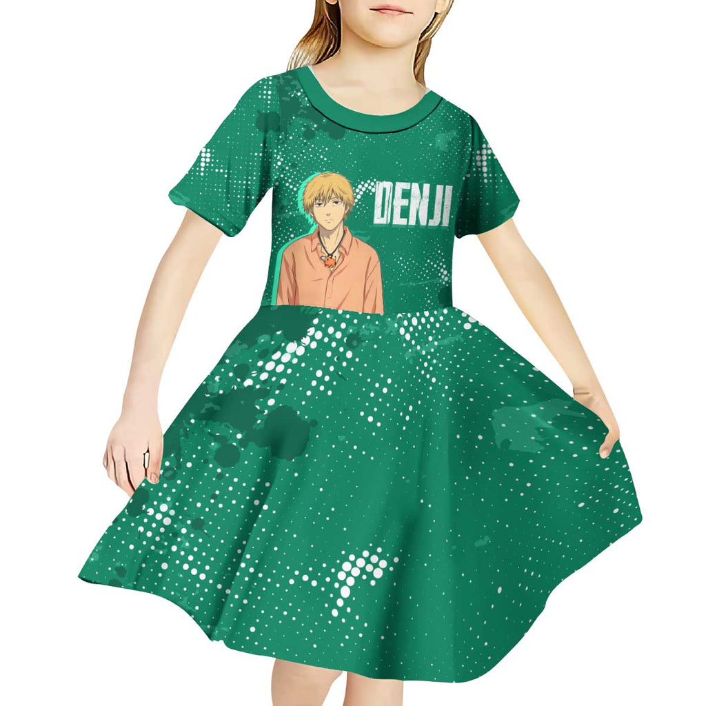 Denji Chainsaw Man Kid Short Sleeve Dress Urban Grunge Halftone Style