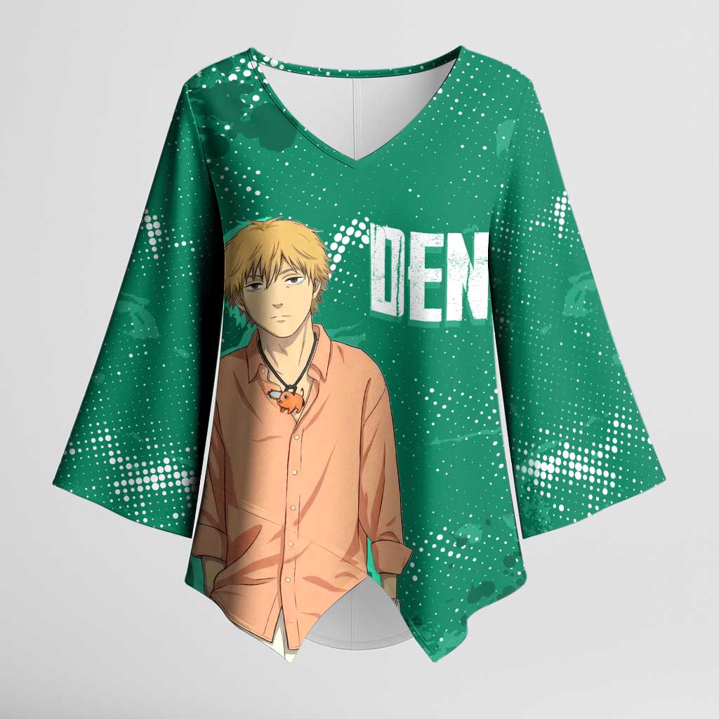 Denji Chainsaw Man Kimono Sleeve Blouse Urban Grunge Halftone Style