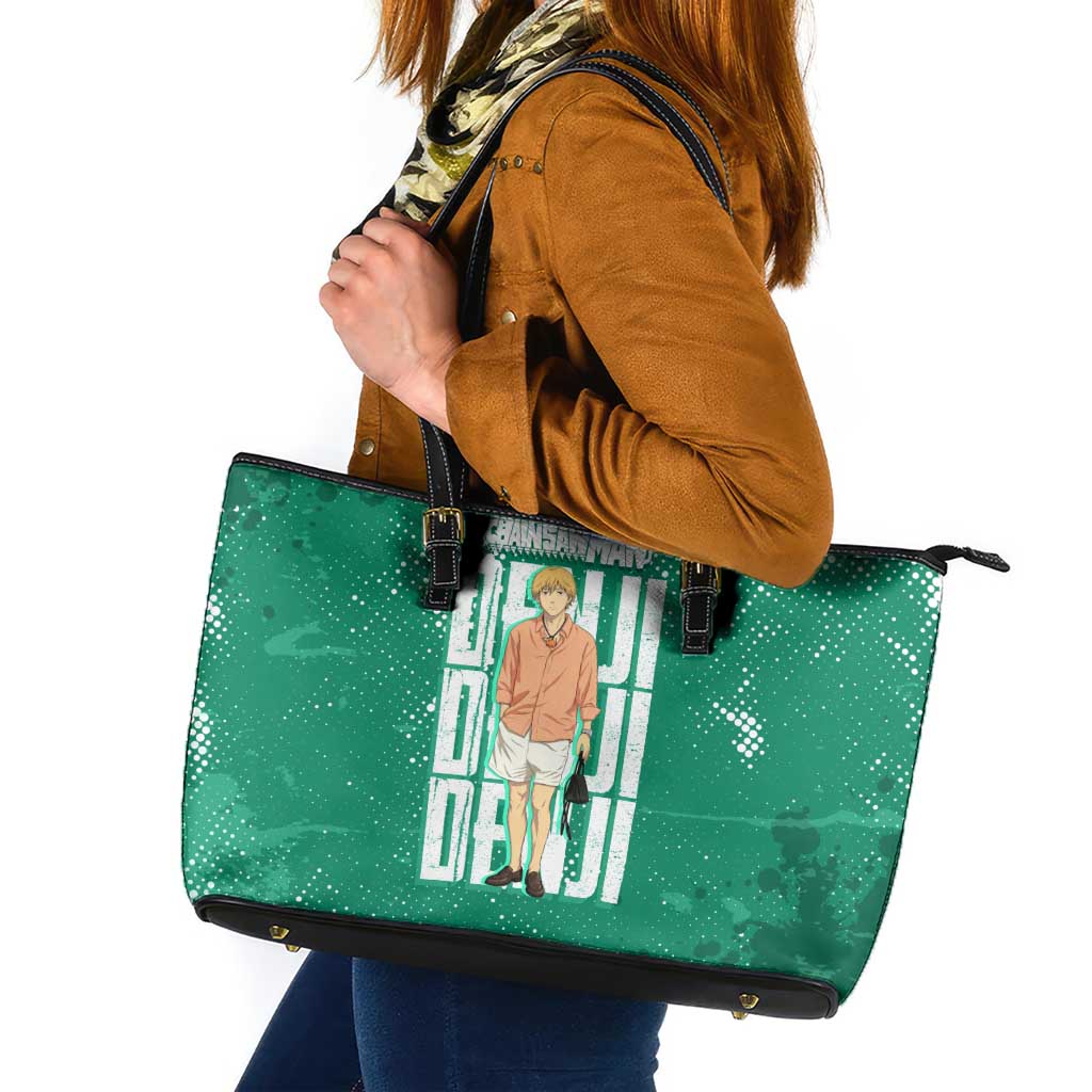 Denji Chainsaw Man Leather Tote Bag Urban Grunge Halftone Style