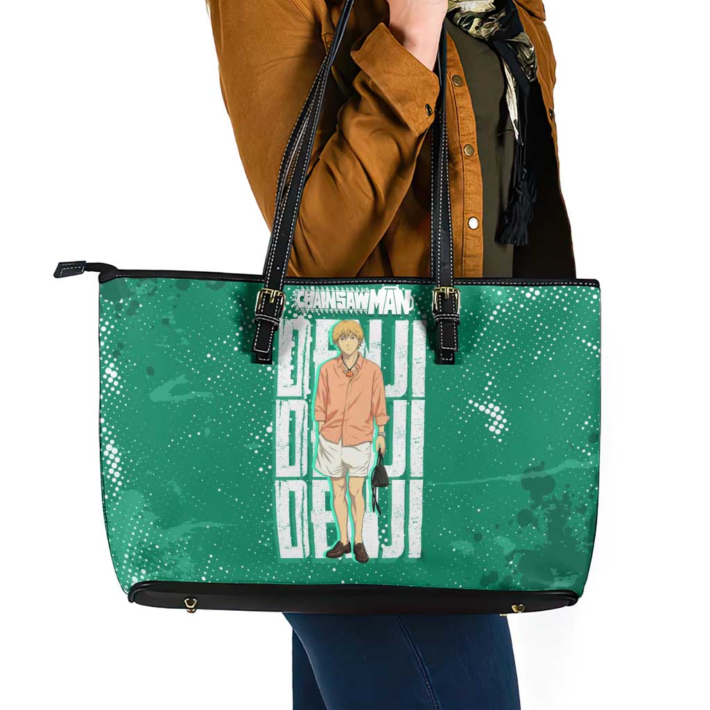 Denji Chainsaw Man Leather Tote Bag Urban Grunge Halftone Style