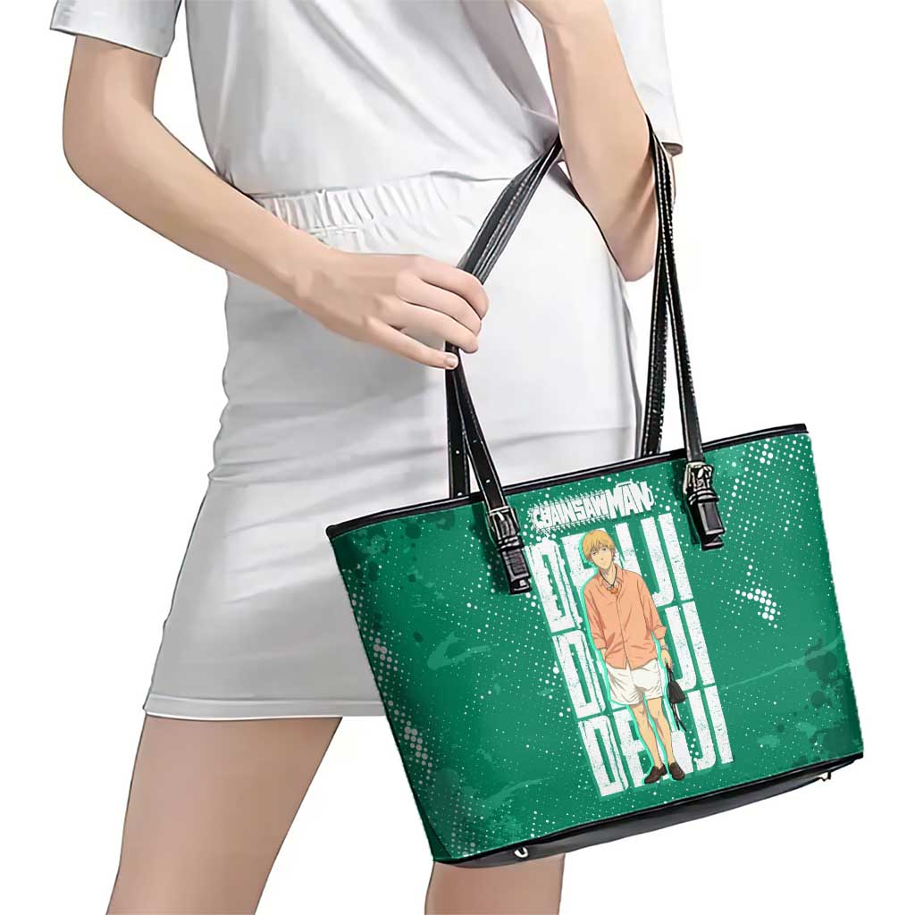 Denji Chainsaw Man Leather Tote Bag Urban Grunge Halftone Style