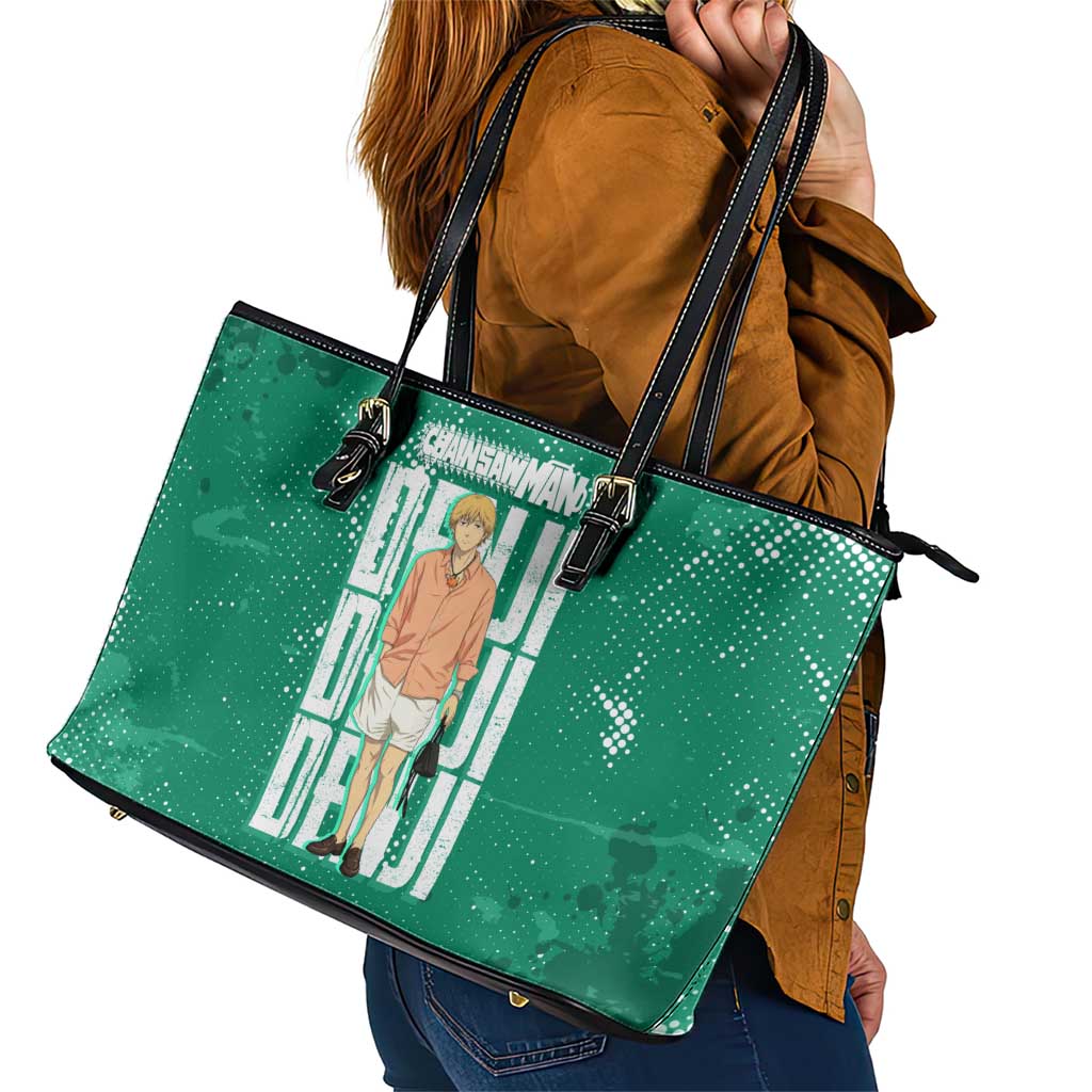 Denji Chainsaw Man Leather Tote Bag Urban Grunge Halftone Style