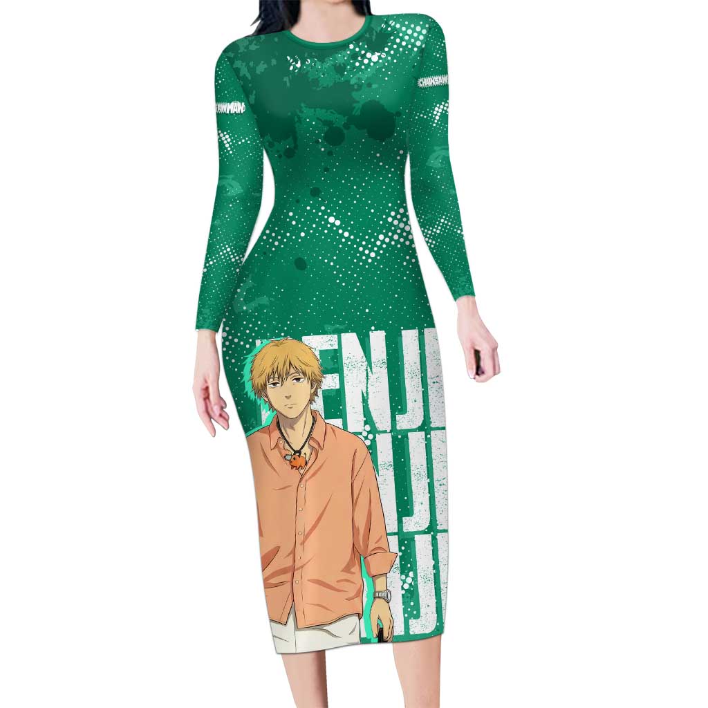 Denji Chainsaw Man Long Sleeve Bodycon Dress Urban Grunge Halftone Style