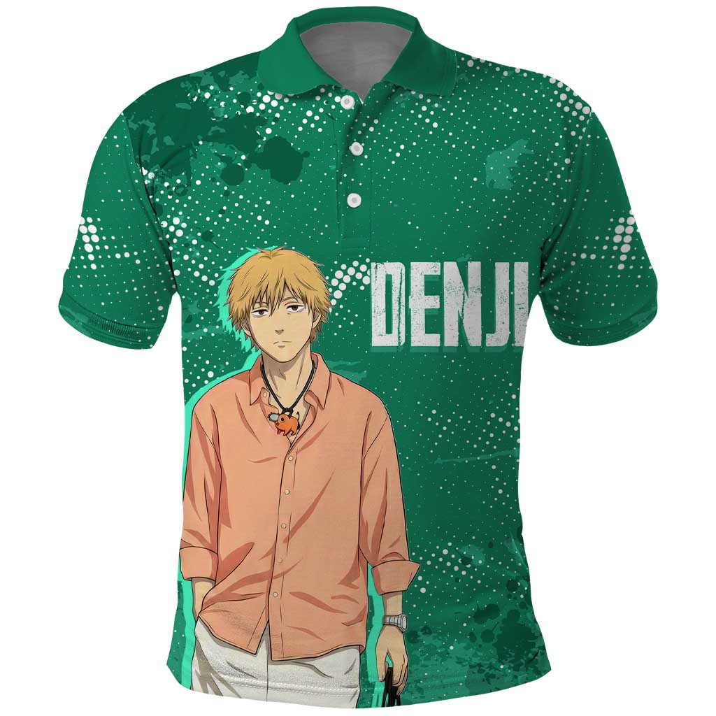 Denji Chainsaw Man Polo Shirt Urban Grunge Halftone Style