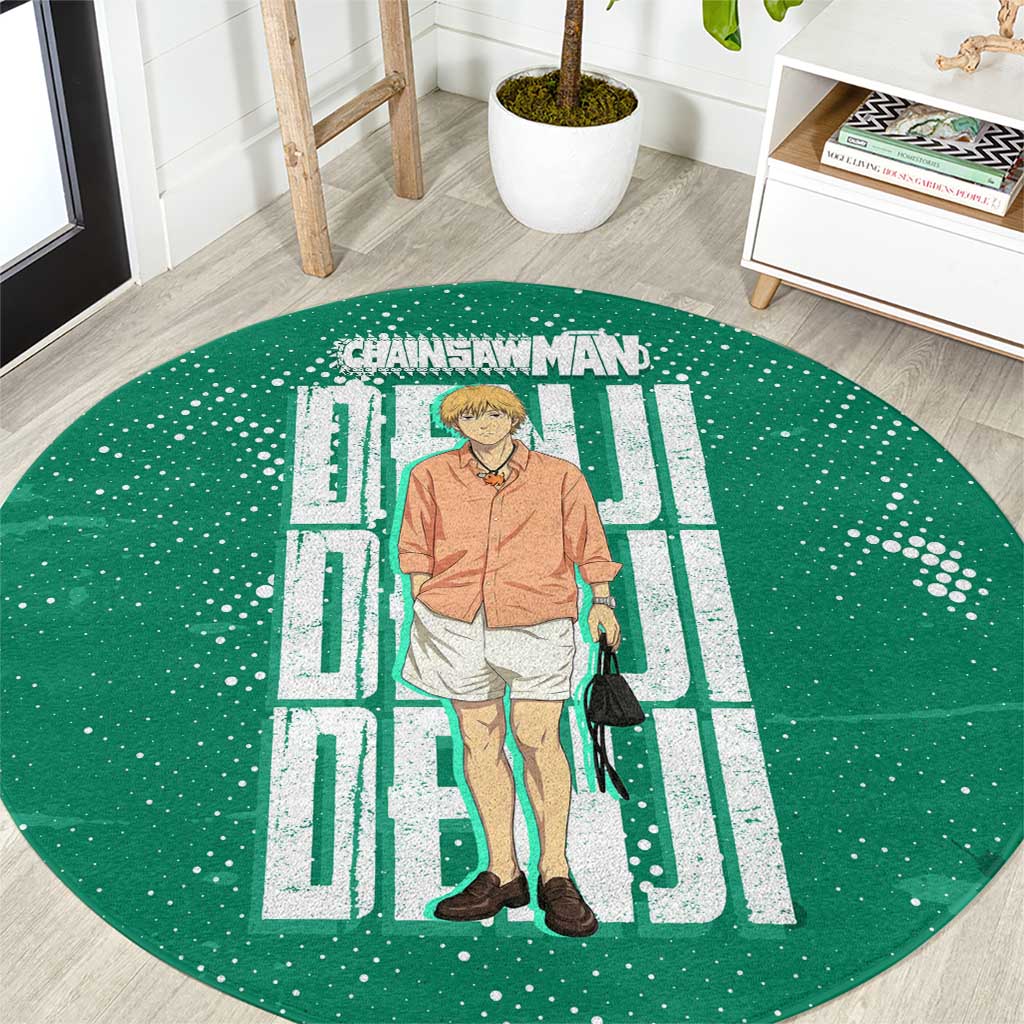 Denji Chainsaw Man Round Carpet Urban Grunge Halftone Style