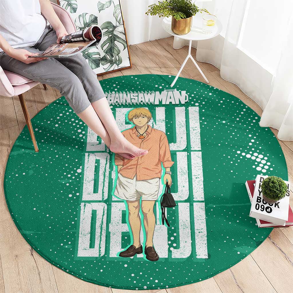 Denji Chainsaw Man Round Carpet Urban Grunge Halftone Style