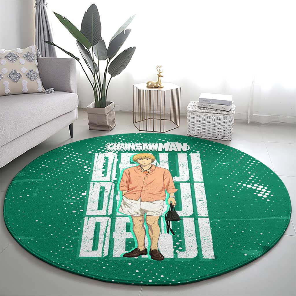 Denji Chainsaw Man Round Carpet Urban Grunge Halftone Style