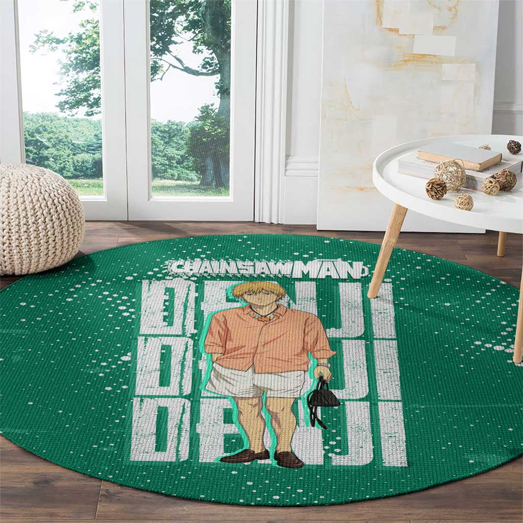 Denji Chainsaw Man Round Carpet Urban Grunge Halftone Style