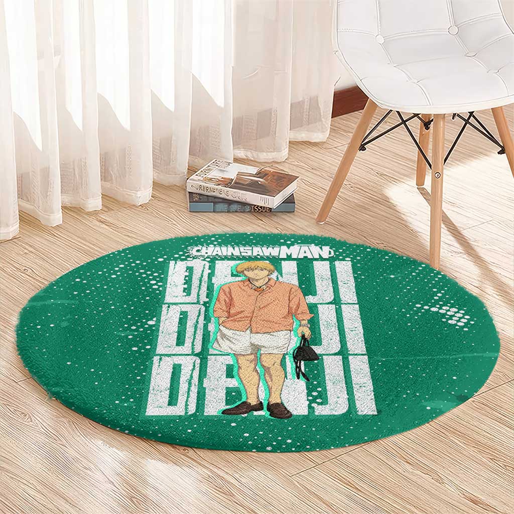 Denji Chainsaw Man Round Carpet Urban Grunge Halftone Style