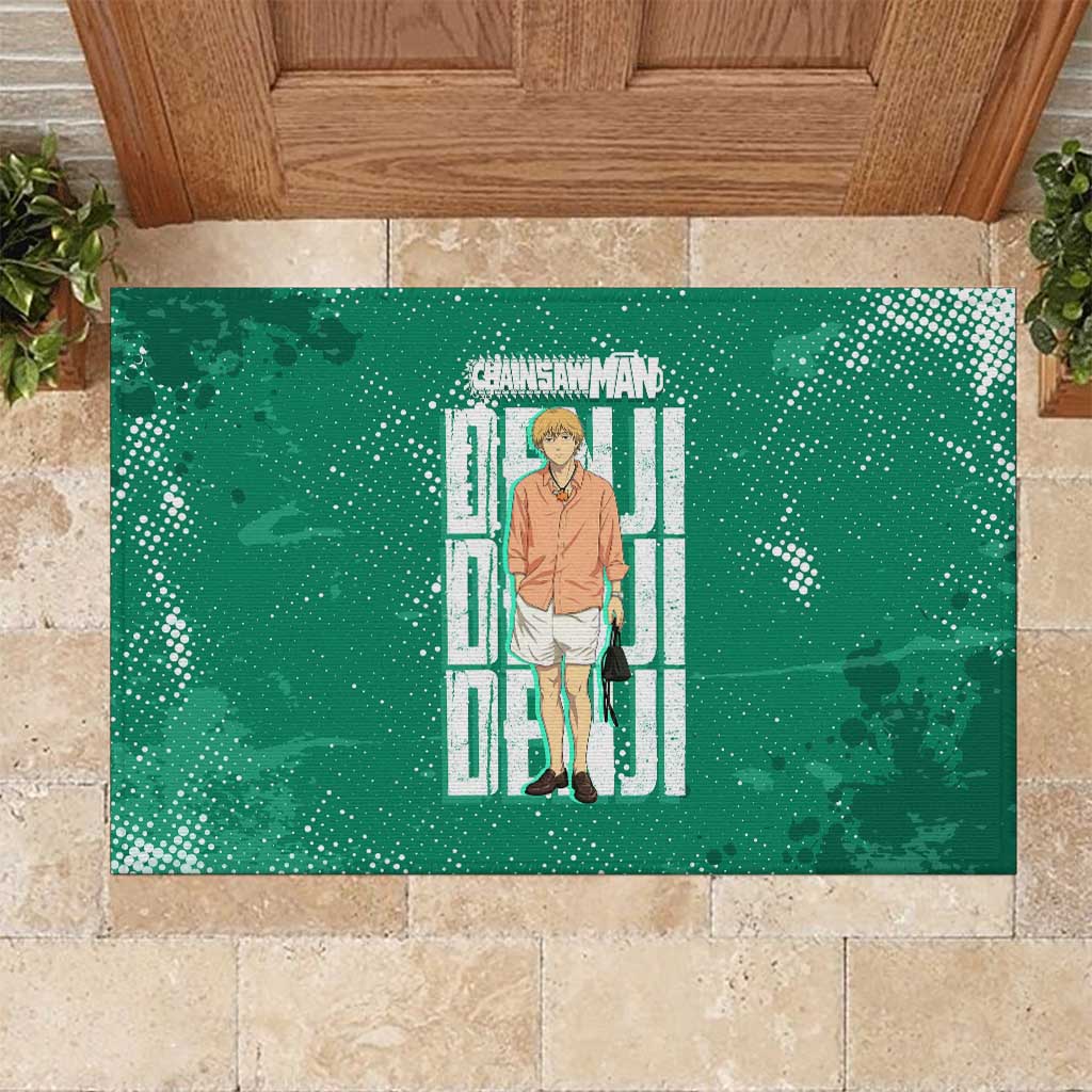 Denji Chainsaw Man Rubber Doormat Urban Grunge Halftone Style