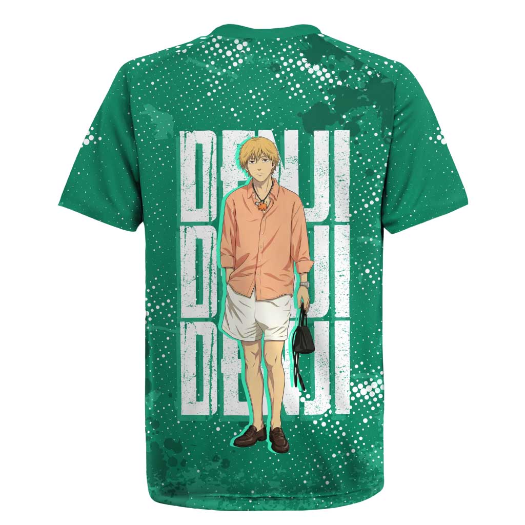 Denji Chainsaw Man Rugby Jersey Urban Grunge Halftone Style