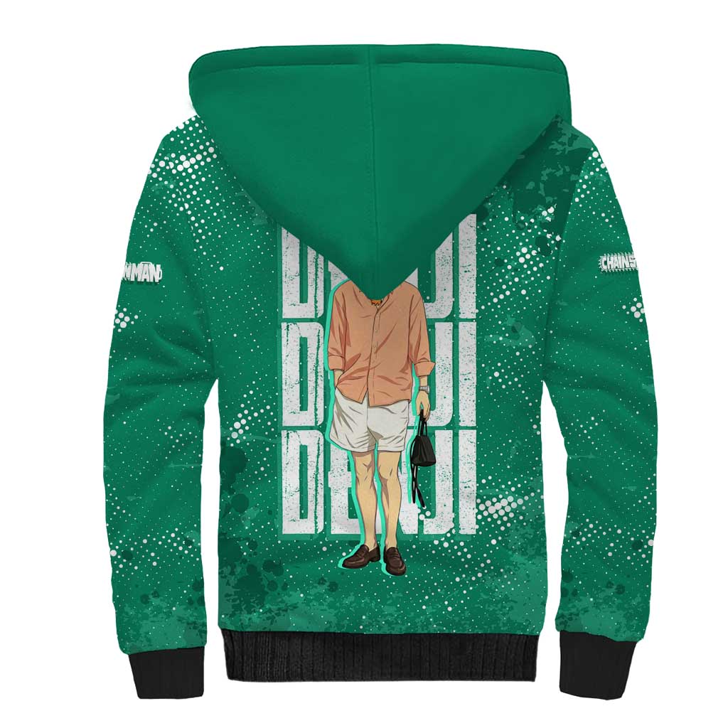 Denji Chainsaw Man Sherpa Hoodie Urban Grunge Halftone Style