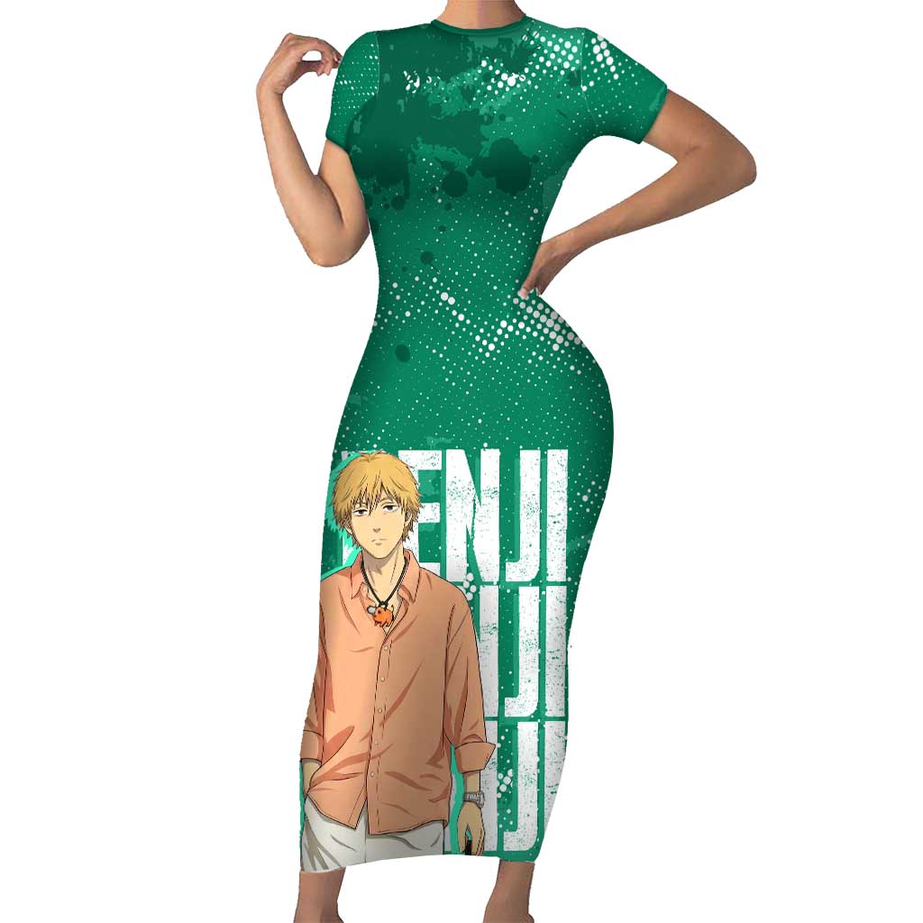 Denji Chainsaw Man Short Sleeve Bodycon Dress Urban Grunge Halftone Style