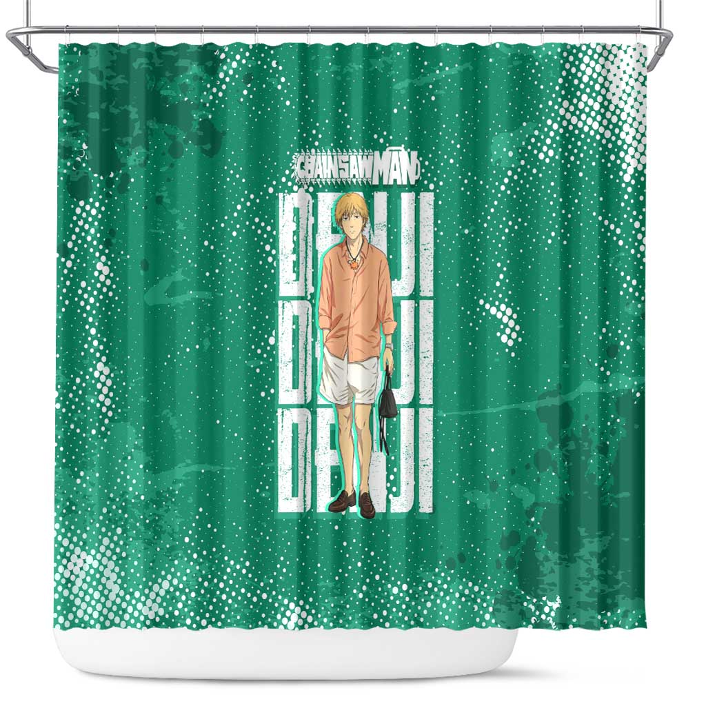 Denji Chainsaw Man Shower Curtain Urban Grunge Halftone Style