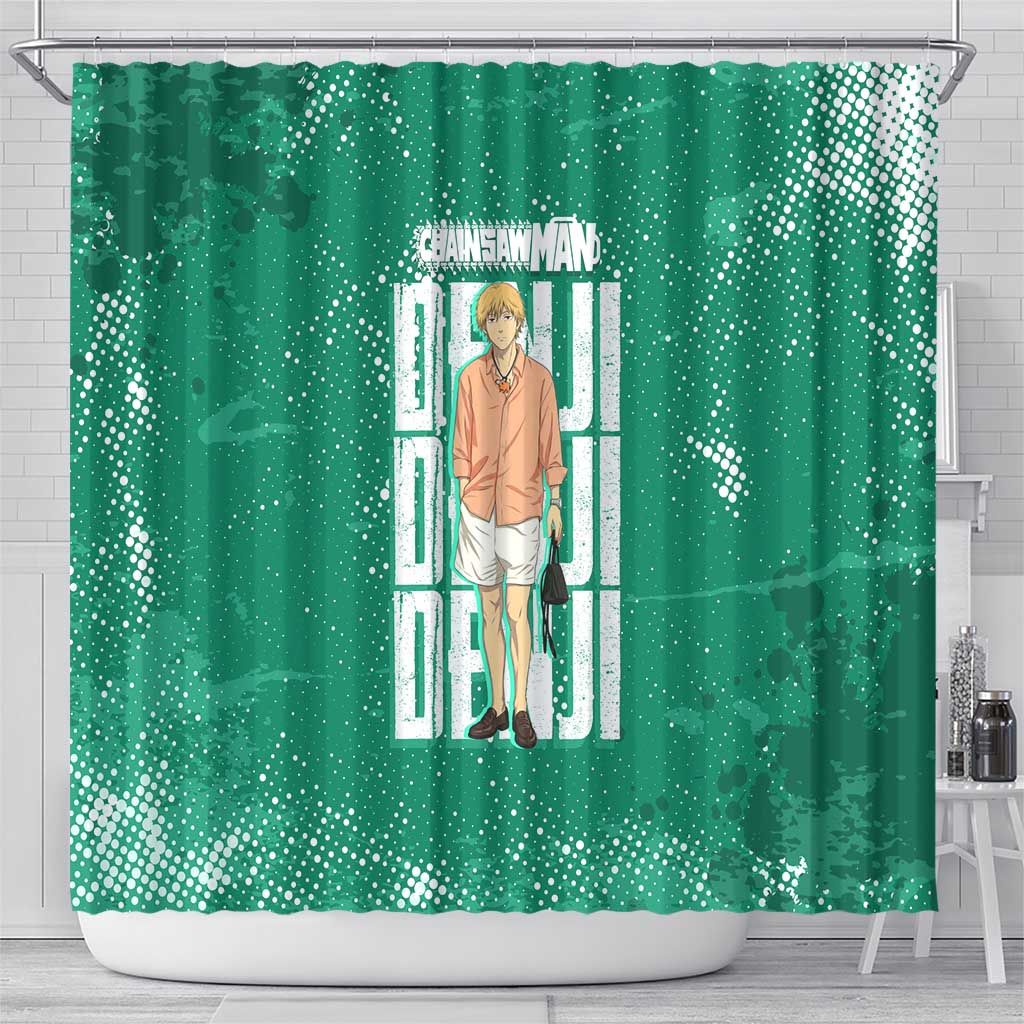 Denji Chainsaw Man Shower Curtain Urban Grunge Halftone Style